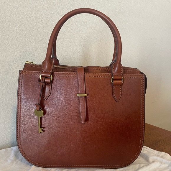 Fossil Bags Fossil Ryder Signature Brown Leather Satchel Crossbody Poshmark